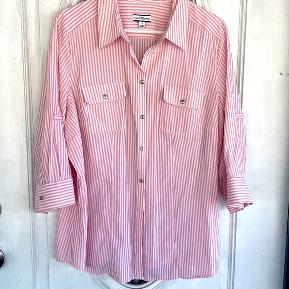 Croft&Barrow pink and white striped top - Picture 1 of 5